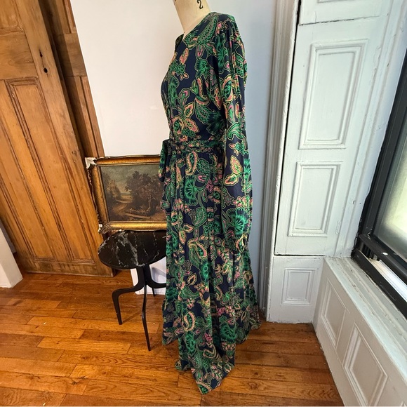 Boden prairie cottagecore blue pink paisley long sleeve corset bodice Maxi Dress - Picture 3 of 15